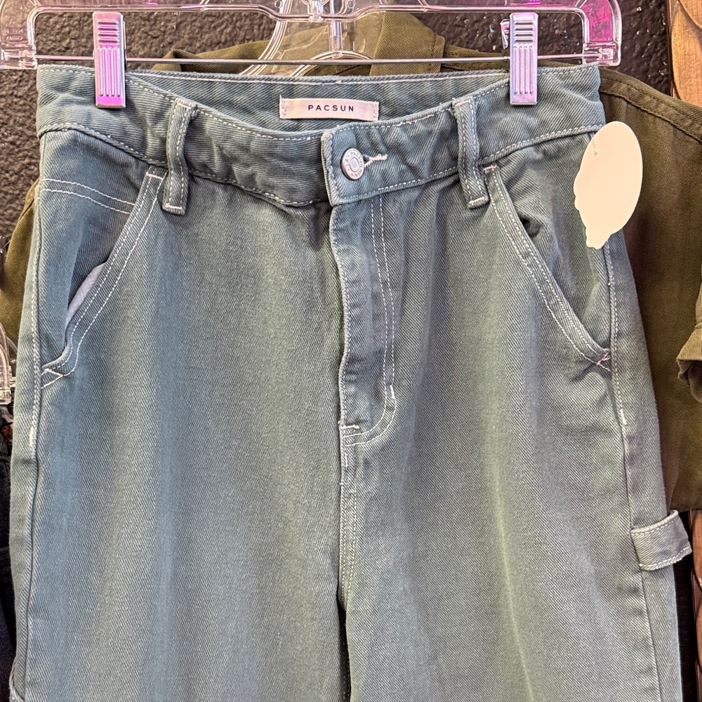 PacSun carpenter pants Pacsun Ocean Green '90s Boyfriend Carpenter Pants - Picture 3 of 5